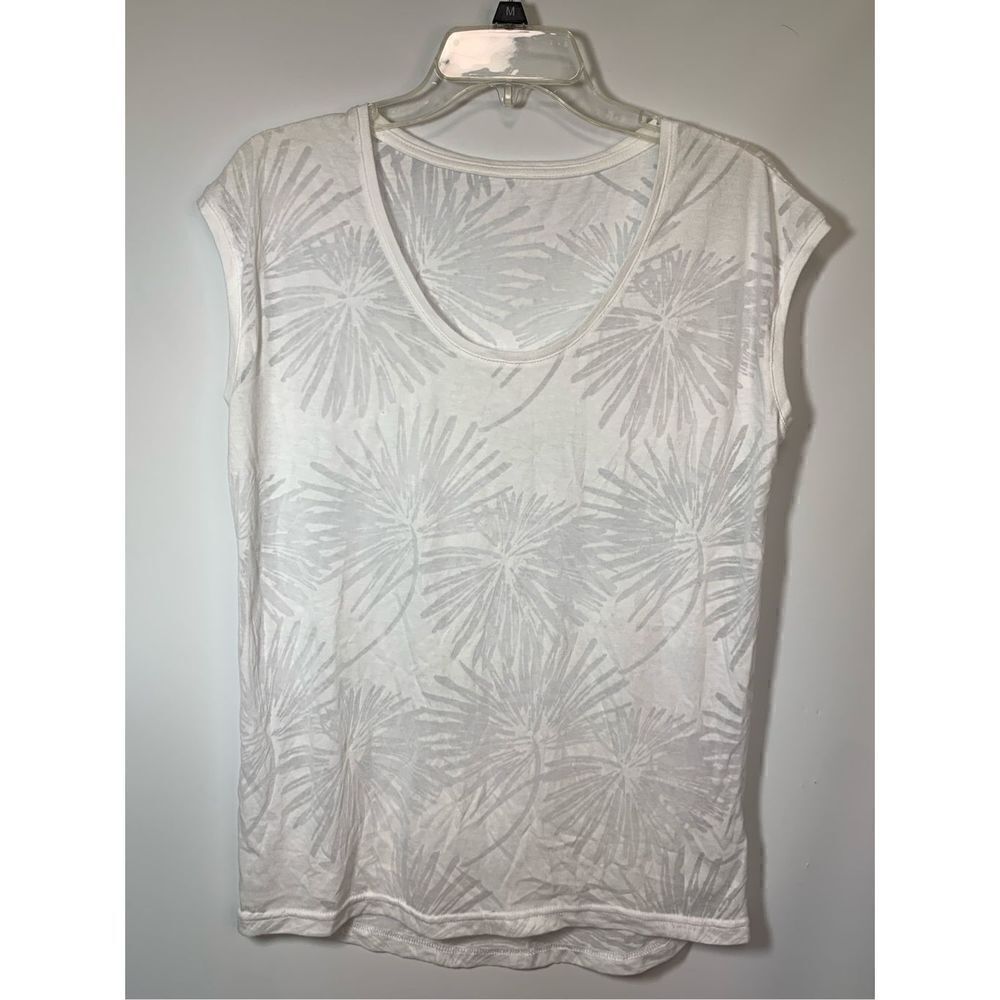 Beach Time Women's Floral Scoopneck T-Shirt White Size 4/6